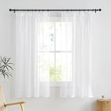 PONY DANCE Gardinen mit Kräuselband Weiß 2er Set H 160 x B 140 cm Transparente Vorhänge für...