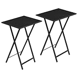 HOOBRO Beistelltisch Klappbar, Kleiner tabletttisch, TV Tray 2er Set, klapptisch Snack Tisch...