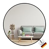 Albatros Designerspiegel rund schwarz mit Metallrand, 50cm Durchmesser, für Wohnzimmer, Badezimmer,...