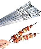 Profi BBQ Edelstahl Grillspieße, Extra Breit: 1 cm und Extra Stark 2 mm Dicke (10 St, 50cm)...