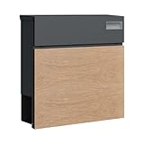 SCHARTEC Briefkasten SPB-6 Holz Design hell & anthrazit mit Zeitungsfach modern & groß...