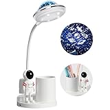 WLHBF Schreibtischlampe Kinder, LED Astronaut Tragbar Tischlampe, Leselampe mit Projektion...