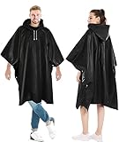 Gerhannery Dicker Regenponcho Schwarz, 2 Stück Regencape Festival Wiederverwendbar Regenponcho...