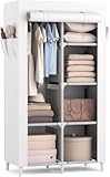 Vicye Kleiderschrank, Tragbarer Stoffschrank mit Kleiderstange, 6 Ablagen, 4 Seitentaschen und...