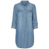 VERO MODA Damen Jeans Blusen-Kleid Silla 10184172 Light Blue Denim L
