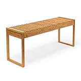 Relaxdays Sitzbank, Bambus, 2-3 Personen, Flur, Diele, Wohn- & Schlafzimmer, HBT ca. 47 x 120 x 33...