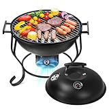 TOKTOO Tragbarer Holzkohlegrill mit einstellbarem Gebläse, BBQ Grill mit Deckel, Grillrost und...