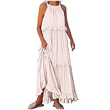 tsaChick Damen Sommerkleid Lang Neckholder Maxi Kleid äRmelloses TräGerloses LäSsiges...