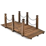 GOPLUS Holzbrücke aus Fichtenholz, 150 x 67cm x 55cm Teichbrücke bis 180 kg belastbar,...