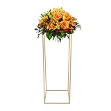 LIAIZE Hochzeit Blumenhocker, 28*28*80cm Gold Metall Blumenständer mit Acrylpaneele, Rechteckiges...