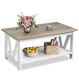 WLIVE Couchtisch Holz, Wohnzimmertisch mit Schubladen und Aufbewahrung,Wohnzimmer Tisch für Couch,...