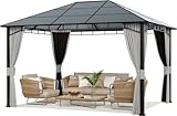 Amopatio Gartenpavillon 3x4 m Wasserdicht Stabil Winterfest, Alu Pavillon mit Polycarbonat - Dach,...