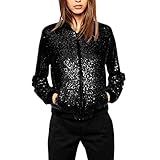 De feuilles Glitzernde Baseballjacke für Damen, Reißverschluss, langärmelig, Paillettenmantel,...