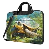 Entemne Laptoptasche mit Tiermotiv, Schildkröte, Frühlingsblumen, für Damen und Herren, leicht,...