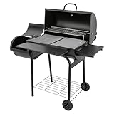 Freistehend Holzkohlegrill,Edelstahl Grillwagen,Smoker Grill,Holzkohlegrill Mit Deckel Und RäDern...