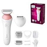 PHILIPS Lady Shaver Series 6000, Kabelloser Rasierer mit 6 Zubehörteilen Körperpeeling-Handschuh,...