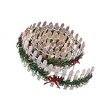 Weihnachtsfeen-Gartenzaun, Miniatur-Ornament, LED-Holzlatte für Puppenhäuser, Zuhause,...