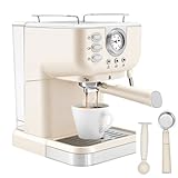 DAOHHFO Kompakte Espressomaschine 20Bar 1050W Espresso Siebträgermaschine mit 1,5L Wassertank,...