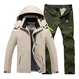 Generisch Ski Jacke und Hosen Set für Männer | 2-teiliger wasserdichter Schneeanzug | Winddichter...