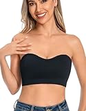 ANGOOL Damen Trägerloser BH Push Up ohne Bügel Bandeau Top Damen Gepolsterter Seamless Ribbed...