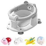 Badewannensitz Baby ab 6 Monate, Rutschfester Badesitz Baby mit 4 Saugnäpfen und Spielzeug,...