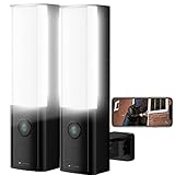 VisorTech Außenleuchte: 2er-Set LED-Außenwandleuchte, WLAN-2K-Kamera, PIR, Nachtsicht, Sirene...