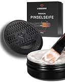 LIEBERGE Premium Pinselseife 40g + hochwertige Pinsel Reinigungsmatte – Veganer Pinselreiniger...