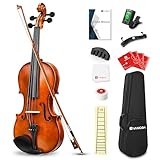 Vangoa 1/2 Violine Massivholz Geige Anfänger Set Violin Halbe Grösse für Kinder Einsteiger...
