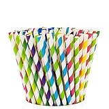 GUSTO [200 Pack] Striped Paper Drinking Straws 100% Biodegradable - Assorted Colors - Formerly Comfy...