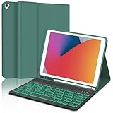 Occtingkind für iPad 10,2 Hülle mit Tastatur + 7-Farben Beleuchtung für iPad 10,2' (7./8./9. Gen...