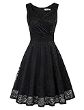 GRACE KARIN Retro Kleid Damen 50s Kleider Knielang v Ausschnitt Kleid schwarz Petticoat Kleid...