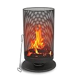 BBQ Collection Feuertonne mit Funkenschutz - Feuerkorb 44,5 x 72,5 cm - Terassenofen mit Schürhaken...