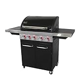 ACTIVA 4 Brenner Gasgrill 'Black Star 500' Grillwagen mit 800 Grad Infrarot Seitenbrenner, Gussrost,...