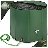 tectake® Regenwassertank für Garten und Camping, Tonne faltbar, Regentonne mit Deckel und...