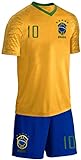 Blackshirt Company Brasilien Kinder Trikot Set 2 TLG. Fußball WM EM Fan Zweiteiler Gelb Blau...