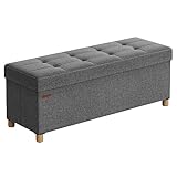 SONGMICS Sitzhocker mit Stauraum, klappbare Sitzbank mit Beinen, 38 x 110 x 40 cm Fußbank,...