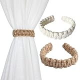 2er Pack Geflochtener Vorhang Raffhalter, Boho gestrickte Gardinen Halter, Gardinenraffer aus...