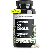 Vitamin D3 1000 I.E. – 365 Tabletten im Jahresvorrat – Vitamin D für Knochen und Immunsystem...