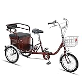 14-Zoll-Dreirad für Erwachsene mit Rücksitz und Rückenlehnenkorb, dreirädriges Cruiser-Fahrrad,...