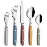 ANNOVA Silberbesteck Set 20 Stück Edelstahl Farbe Griff mit Niete (Morandi Mix, 20 Pieces)