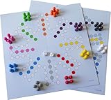 Spieltz Party Ludo, XL Ludo Spiel für viele Spieler (Vorderseite für 8 Personen, Rückseite für...