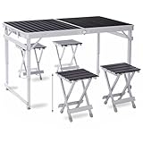 Klappbarer Campingtisch mit Schirmloch, verstellbare Höhe, Outdoor-Grilltisch, tragbarer...