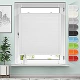 Sanfree Plissee Klemmfix Plisseerollo ohne Bohren Weiß B90 x H120cm inkl. Klemmträger Blickdicht...