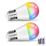 muyuua LED E27 Glühbirne RGB Dimmbar Lampe: 2er Pack Warmweiß Leuchtmittel 4W 3000K Birne mit...