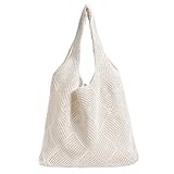 Augesak Strandtasche Damen, Häkeltasche Beach Bag, Gestrickte Umhängetasche Sommer, Strandtasche...