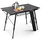 Arebos Campingtisch faltbar 90 x 51,5 cm | Klapptisch höhenverstellbar 47-69 cm | Camping Zubehör,...