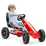 DREAMADE Kinder Gokart mit verstellbarem Sitz & Bremse, Pedalbetriebenes Tretauto, Kinderfahrzeug,...