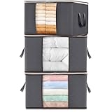 Lifewit 3 Stück Aufbewahrungstasche, Aufbewahrungsbox mit Deckel, Kleiderschrank Organizer Faltbare...