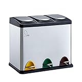 SVITA TC3X8 Küchen-Eimer 24 Liter 3X 8L Edelstahl dreifach Abfalleimer 3er-Mülleimer Mülltrennung...