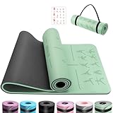 OUTDOUSE Yoga Matte, TPE Yogamatte Rutschfest Hautfreundliche Gymnastikmatte mit Ausrichtungslinien...
